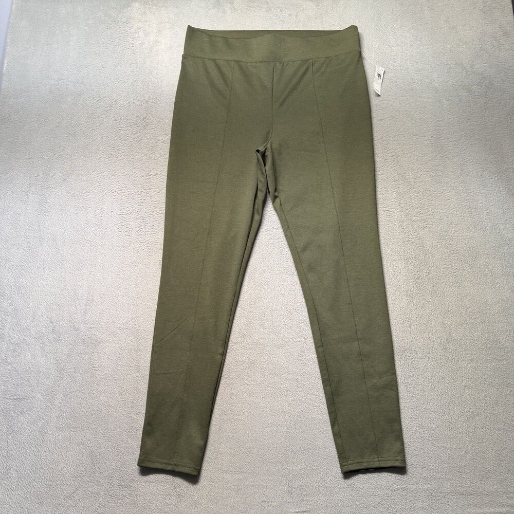 Gap Womens Large Leggings Green High Rise Pull On Stretch Knit Skinny Pants NWT